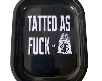 Bandeja de metal para liar con tatuajes por todas partes, bandeja de diseño