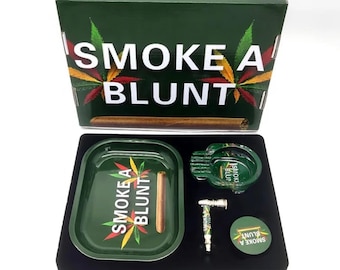 Kit de fumador definitivo con pipa, bandeja, mini grinder y estuche *Smoke* Colorful Leaf