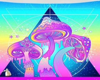 Tapiz psicodélico con estampado de hongos, tapiz para colgar en la pared, decoración del hogar