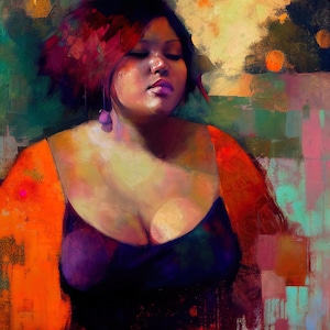 Fat Positive Feminist Black Woman Original Fine Art, INSTANT DOWNLOAD printable art, Large Wall Art, Modern Bedroom, Feminist Abstract Art