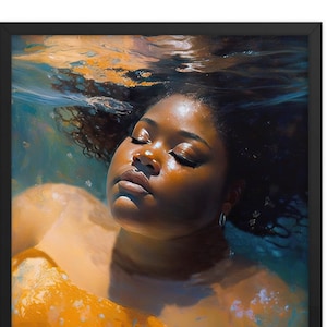 Healing 23, gerahmte Body Positive Glückselige Schwarze Göttin, ermächtigende feministische Fat Positive Kunst für Spa, Schlafzimmerwand