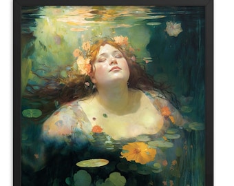 Healing 2, a Joyous Fat Positive FRAMED Art Print for your spa bathroom and zen bedroom home walls. Empowering body love healing art.
