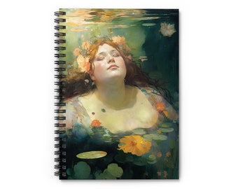 Healing 2 Dream Journal with Pocket, Rule Lined Spiral Notebook | Body Positive | gift for writers | Dreamer Swimmer Nature Lover Plus Size