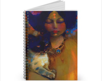 Cat Lady Spiral Notebook, Ruled Lined Journal | gift writers students, dreams, goal setting, shadow work, notes, recipes, junk journaling