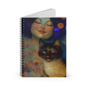 Cat Lady 6x8 インチ スパイラル ノート、裏地付き、ポケット付き | 夢、目標設定、シャドウワーク、メモ、レシピのメモ、ジャンク ジャーナリングに!