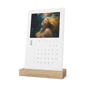 Calendario da tavolo verticale Curvy Self Love 2025 / Artistico, pulito, moderno, minimalista / Body Positive, ninfa dell'acqua, nuotatrice, sirena, arte curativa