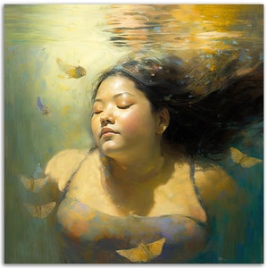 Healing 1, a Joyous Fat Positive UNFRAMED ART PRINT for your spa bathroom and zen bedroom home walls. Empowering body love healing art.