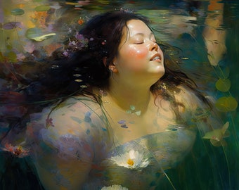 Curación 5, DESCARGA DIGITAL, Arte positivo graso gozoso imprimible para las paredes de su baño y dormitorio del spa. Empoderando el amor corporal Mujer