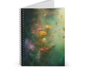 Lined Journal, Underwater Floral Dreamer | romantic, feminine gift for cottage core, magic lovers, writers, ruled recipe notebook