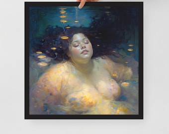 Healing 6, a Joyous Fat Positive FRAMED Art Print for your spa bathroom and zen bedroom home walls. Empowering body love healing art