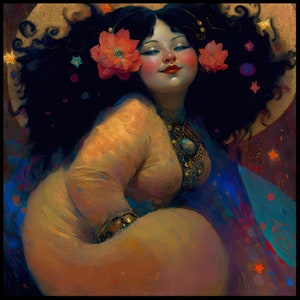 Body Positive Goddess Joy Original Art Print | Get your vibrant maximalist poster to showcase your feminist fat positive love
