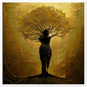 Woman Tree of Life Art Print, UNFRAMED, Original Feminist Body Positive Digital Design, Fine Art, Mother Earth Statement Piece, Square, Gaia