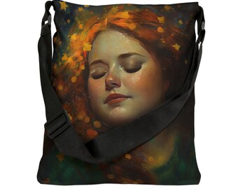Divine Feminine Crossbody Bag, Adjustable Straps, Zipped Inner Pocket | Body Positive Curvy Fantasy Fat Starlight Art, Feminist Gift