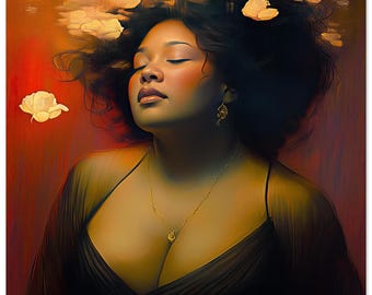 Ethereal 6 Body Positive Healing UNFRAMED ART PRINT Woman Bliss, Empowering Feminist Mermaid Zen for Spa, Bedroom Wall