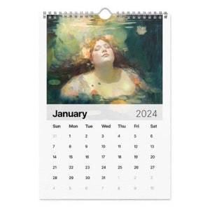 2024 wall calendar A4 | Curvy Body Positive Water Nymph Art | Plus Love Designs | Celebrate Yourself