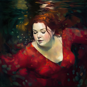 Lady in Red 1, INSTANT DIGITAL DOWNLOAD, printable Body Positive Woman, Empowering Dramatic Feminist Fat Positive Art for Spa, Bedroom Wall