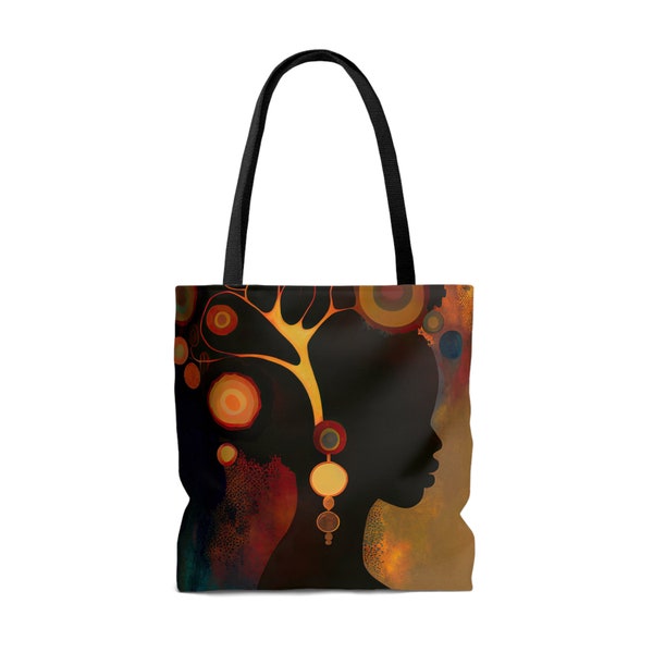 Woman Tree of Life Arty TOTE BAG, Original African Feminist Bag, Large Black Girl Magic Bookbag, Gaia yoga gym bag, Great hippie gift