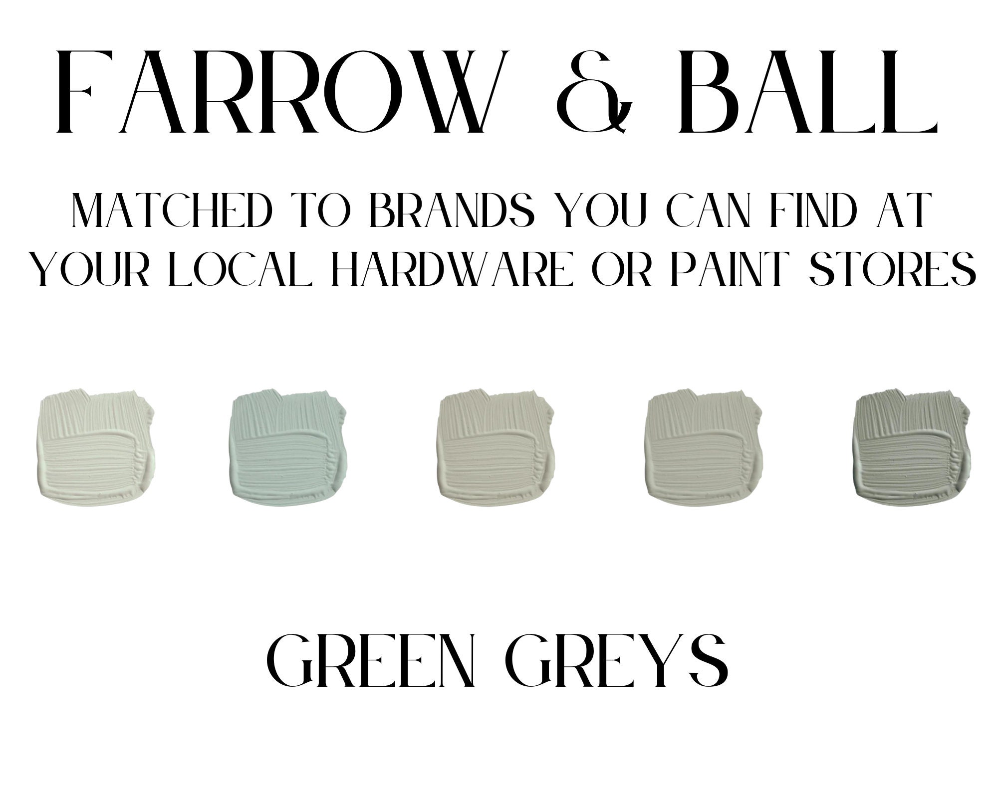 Farrow & Ball Paint Matches Green Greys Farrow Ball Dupes Etsy UK