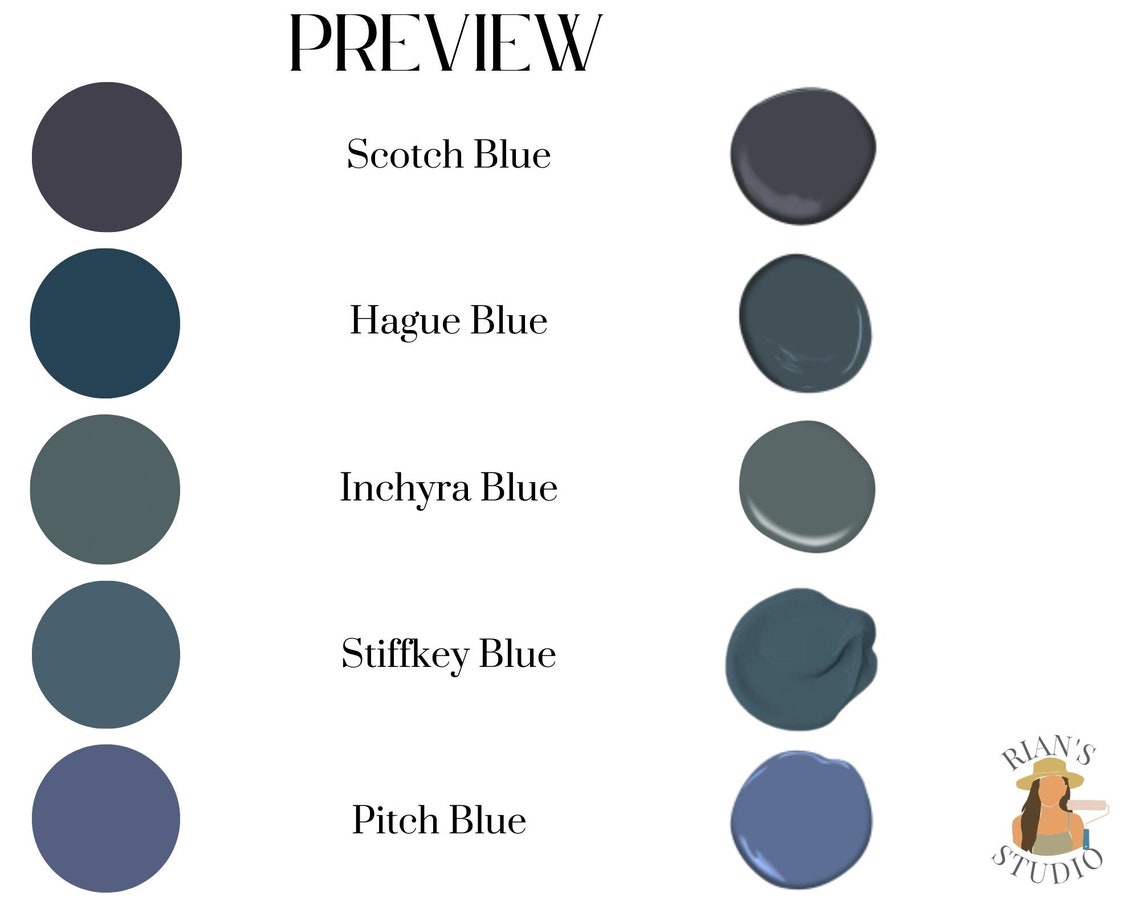Farrow & Ball Paint Matches Dark Blues Farrow Ball Dupes Etsy