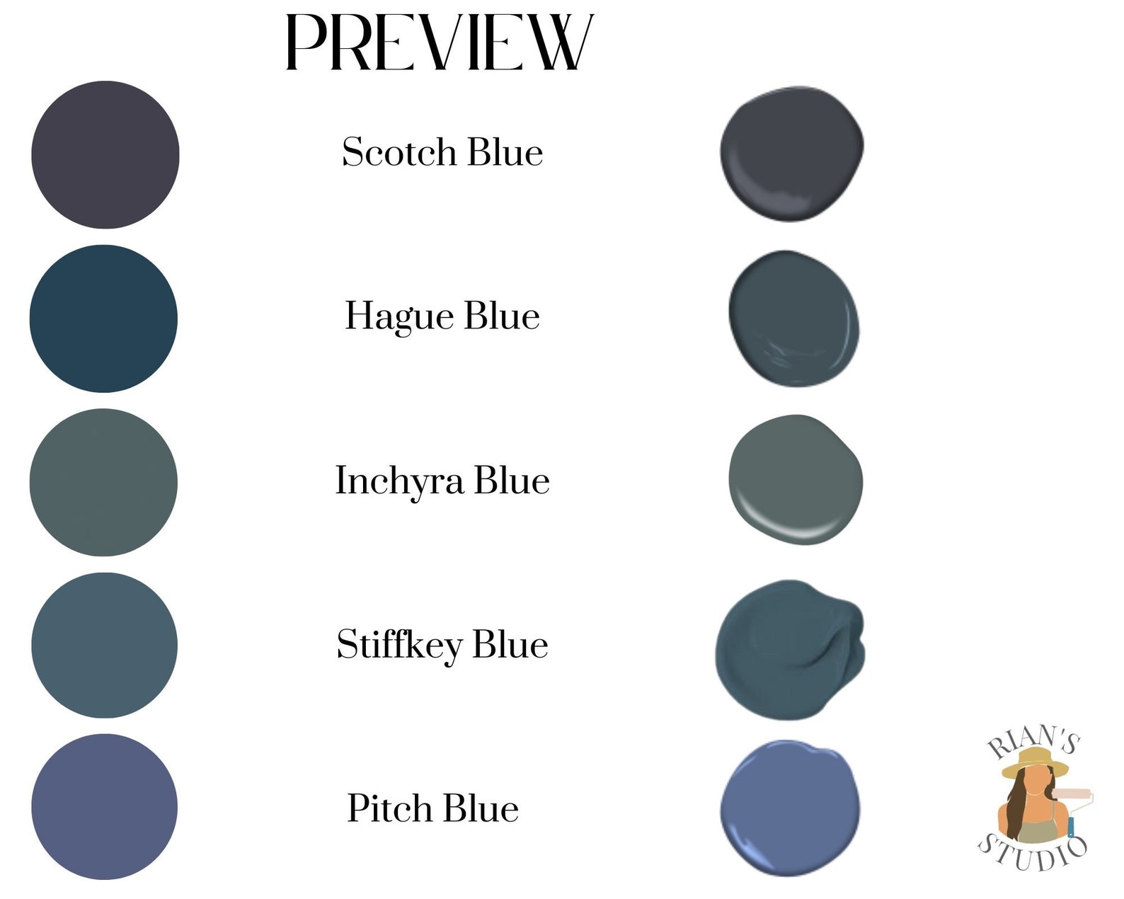 Farrow & Ball Paint Matches Dark Blues Farrow Ball Dupes Etsy