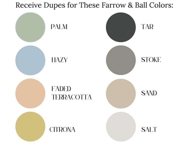 Farrow & Ball California Collection Paint Matches Farrow Ball Etsy