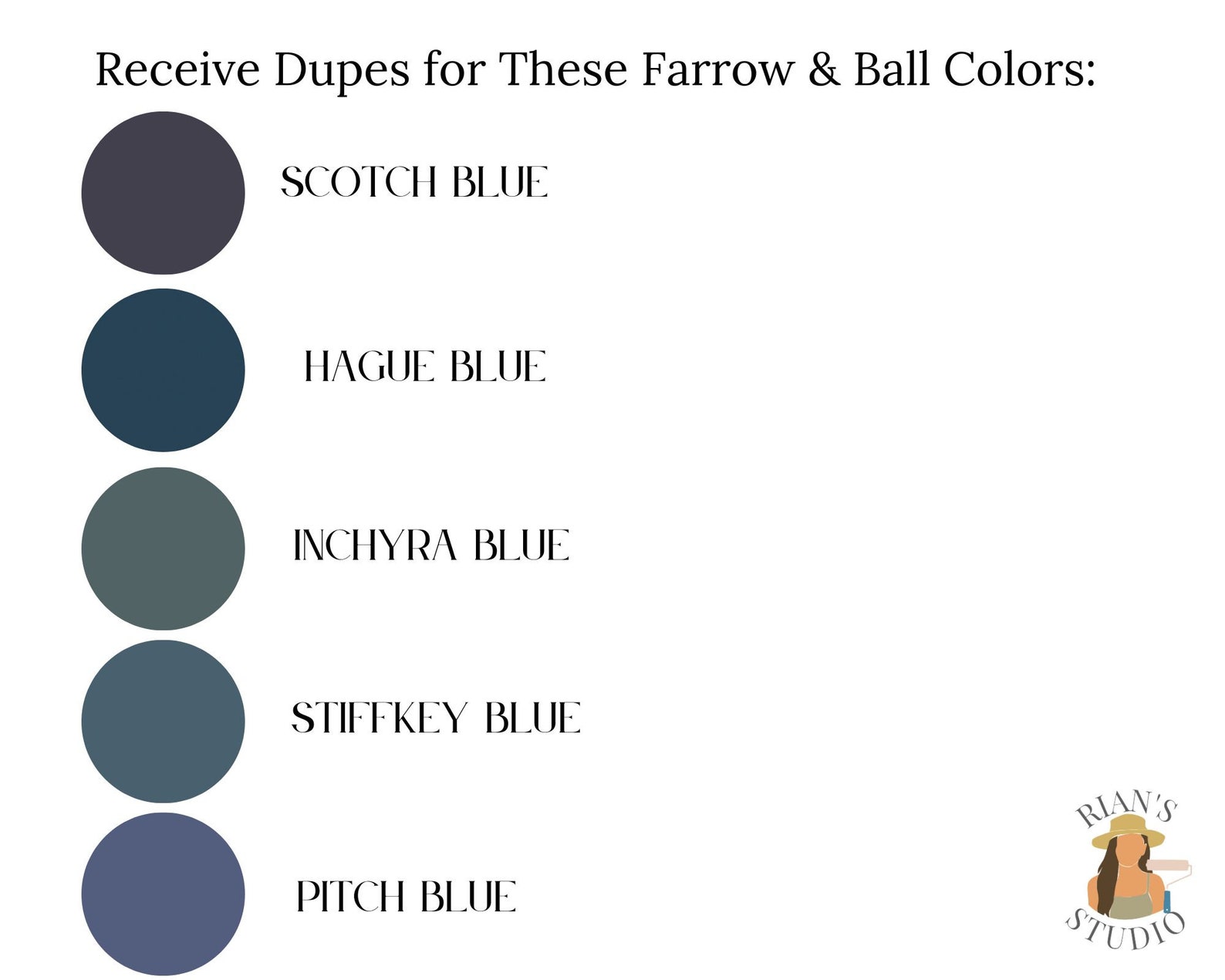 Farrow & Ball Paint Matches Dark Blues Farrow Ball Dupes Etsy