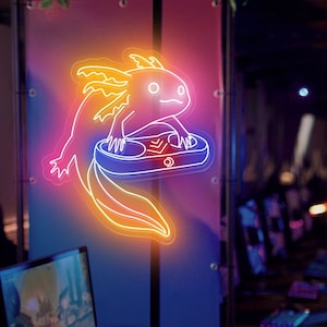 Axolotl Custom Neon Sign, Axolotl Playing Game Neon Sign ,Axolotl Led Light, Axolotl Led Sign, Axolotl Neons, Wall Decor, Gift for Kids