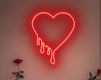 Dripping Heart LED Neon Sign: Custom Wall Decor