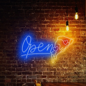 Open Pizza Neon Sign, Pizza Slice Wall Decor, Custom Neon Sign, Best Gifts, Pizza Led Sign, Fast Food Kitchen Decor, Restaurant Neon Sign