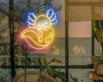 Axolotl LED Neon Schild: Kawaii Hologramm Wand Dekoration