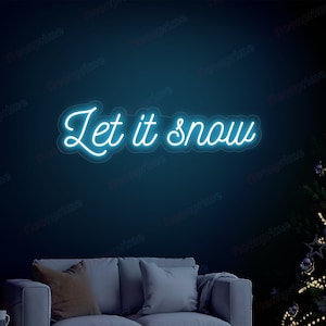 Let it Snow, Snowflake Christmas Decoration Flex Silicone, Neon Sign Bedroom, LED Art, Party Event Decor, Neon Bar Sign, Christmas Ornament