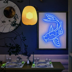 Japanese Single Koi Fish Neon Sign, Custom Japan Neon Sign, Koi Lover Gift, Personalized Japan Neon Sign, Gaming Room, Kanji Neon Sign