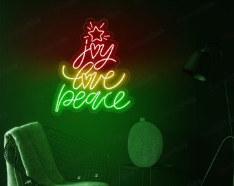 Joy Love Peace Neon Sign, Christmas Decor, Custom Neon Sign Farmhouse Style, Christmas Neon Light, Neon Wall Sign, Led Neon Sign Gift