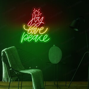 Joy Love Peace Neon Sign, Christmas Decor, Custom Neon Sign Farmhouse Style, Christmas Neon Light, Neon Wall Sign, Led Neon Sign Gift