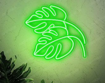 Monstera Leaf LED Neon Sign, Green Leaf Neon Sign, Plant Neon Sign, Neon Monstera, Green Aesthetic Neon Sign, Bedroom Neon Sign, Green Lover