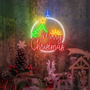 Merry Christmas Neon Sign: Holiday Hanging Ornament