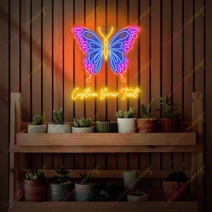 Butterfly Neon Sign: Custom LED Light, Girl Room Decor