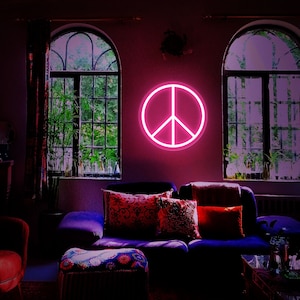 Neon Peace Sign Etsy UK