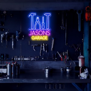Custom Name Garage Neon, Garage led sign, Garage light sign, Garage name sign, Personalized garage for men, Dad Gift, Custom name led sign