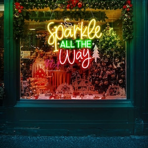 Sparkle All The Way Neon Sign, Merry Christmas Sign, Christmas Tree Decor, Merry Christmas Decor, Christmas Tree Light, Custom Neon Sign