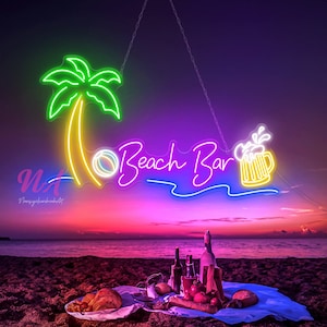 Beach Bar neon sign, beach party decor, bar decor, custom name sign, waterproof neon sign, beach decor, beach neon sign