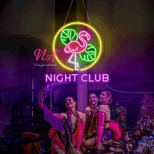 Benutzerdefinierte Name Flamingo Palme Neon Schild, Outdoor Oase Zeichen, Pool Bar Dekor, am Pool Paradies Zeichen, tropische Neon Leuchtreklame, Flamingo LED-Dekor