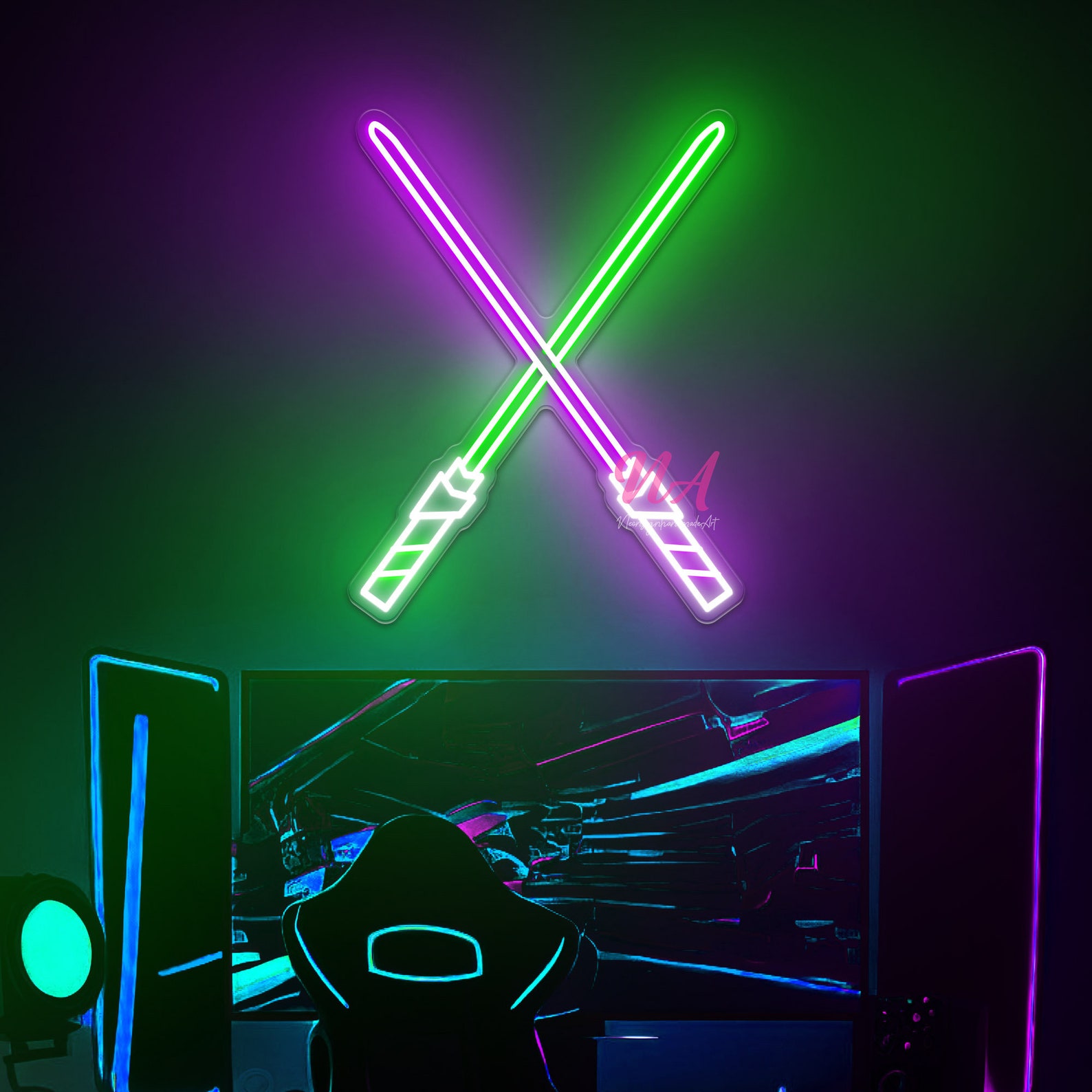 Handmade Sword LED Neon Sign: Game Room Movie Saber - Etsy