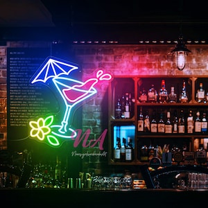 Summer Cocktail Neon Sign, Bar Neon Sign, Party Led Sign, Cocktail Decor Wall, Custom Neon Sign, LED Neon Sign, Drink Neon Sign