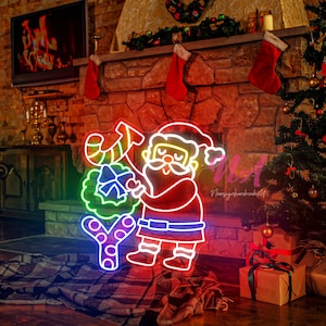 Santa Joy Neon Sign, Merry Christmas Neon Sign, Santa Decor Sign, Christmas Tree Neon Light, Custom Neon Sign, Christmas Gift
