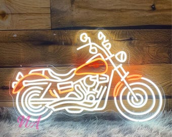 Niestandardowy neon LED z motocyklem, dekoracja ścienna garażu