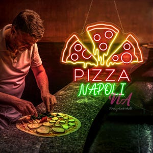 Pizza Napoli Neon Sign, Pizza Led Neon Sign, Restaurant Sign, Kitchen neon sign, Neon sign bedroom, Pizza Decor Sign, Restaurant Decor