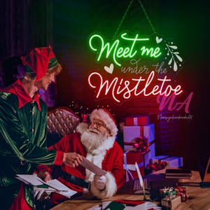 Meet Me Under The Mistletoe Neon Sign, Christmas Neon Lights, Christmas Party Decoration, Christmas Porch Sign Yard, Outdoor Garden Light