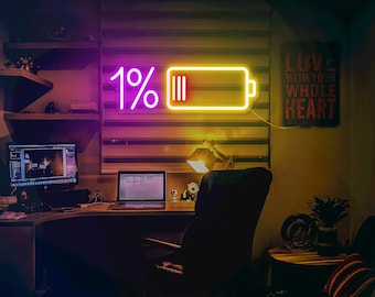 Insegna al neon con batteria all'1%: divertente decorazione per la cameretta degli adolescenti