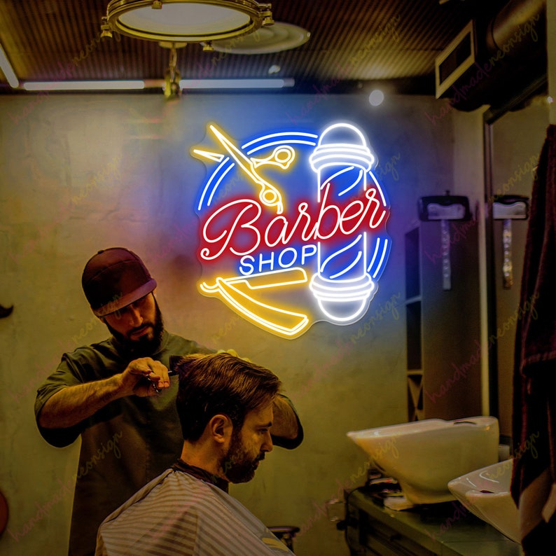 Handcrafted Barber Shop Neon Sign: Hair Salon Decor - Etsy